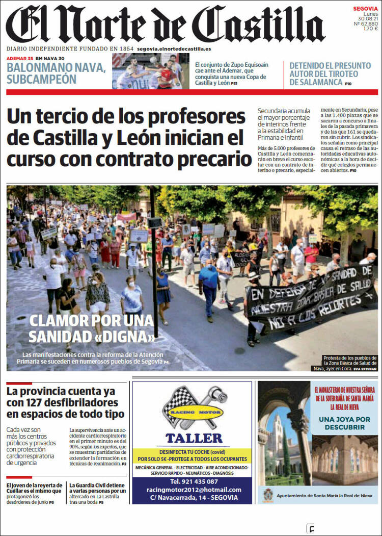 Portada de Norte de Castilla - Segovia (Espagne)