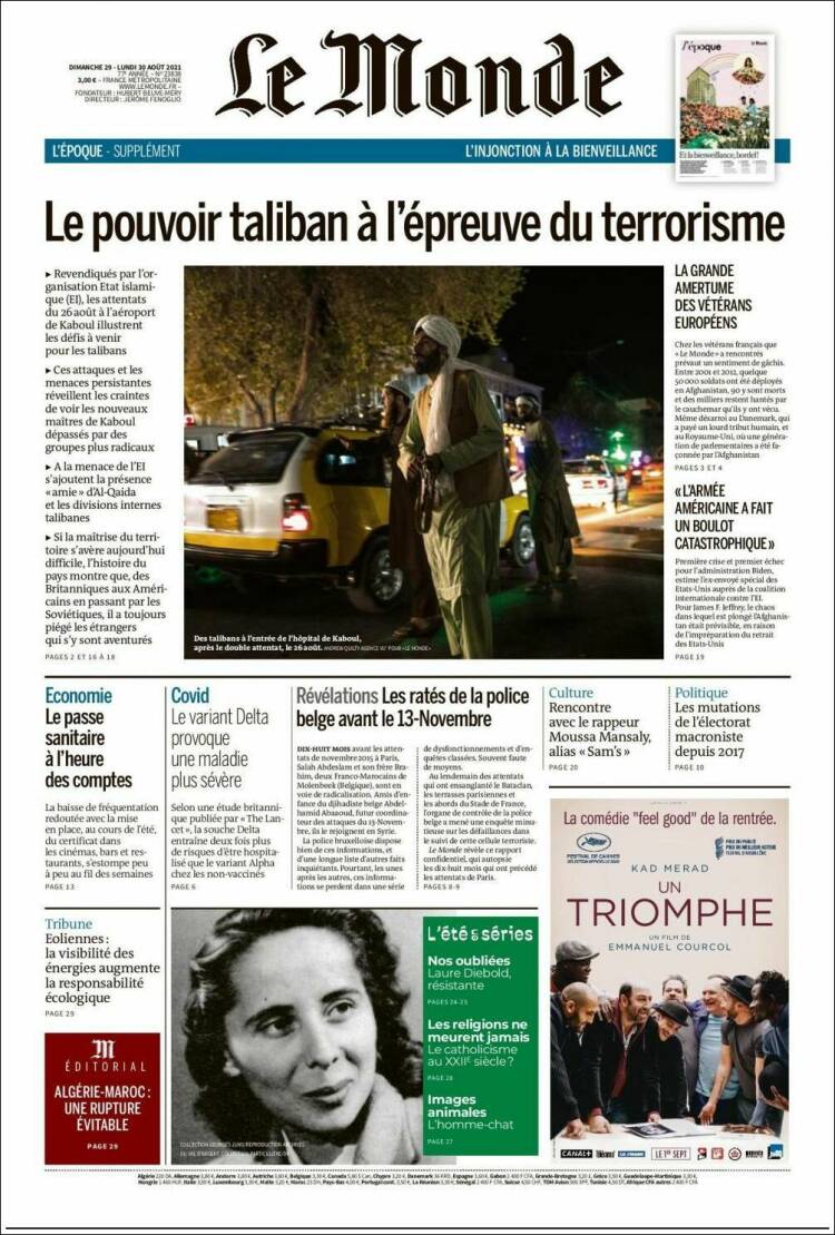Portada de Le Monde (Francia)