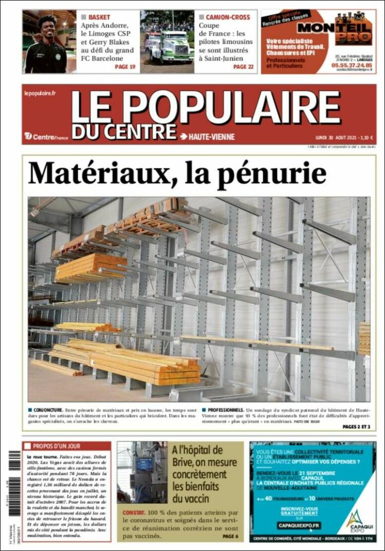 Portada de Le Populaire du Centre (Francia)