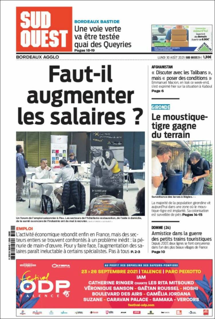 Portada de Sud Ouest (Francia)