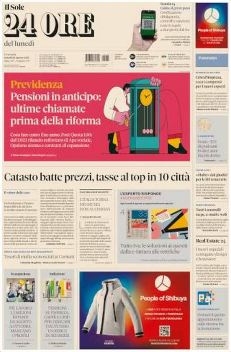 Portada de Il Sole 24 ORE (Italia)