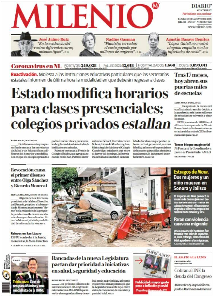 Portada de Milenio de Monterrey (México)