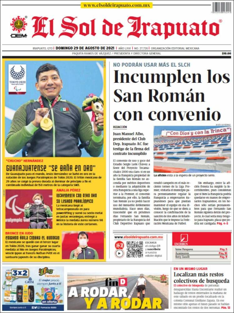 Portada de El Sol de Irapuato (México)