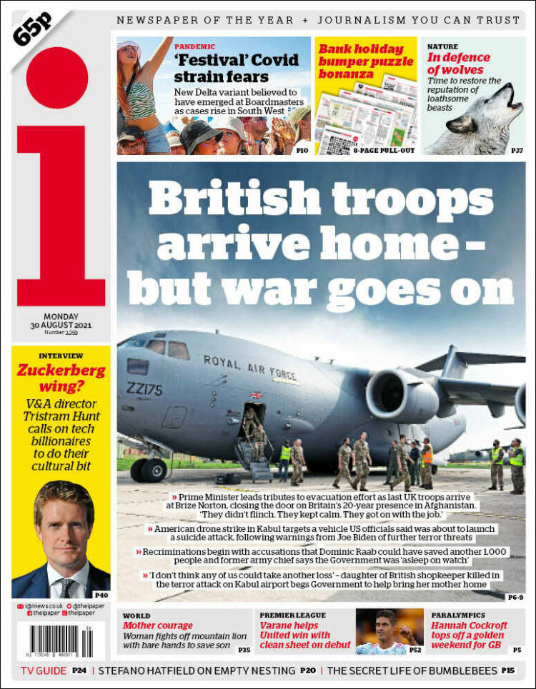 Portada de The i (Reino Unido)