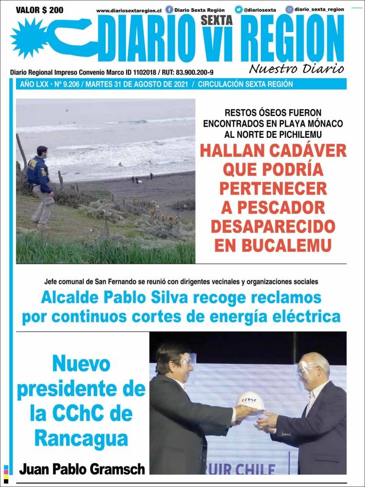 Portada de Diario VI Región (Chili)