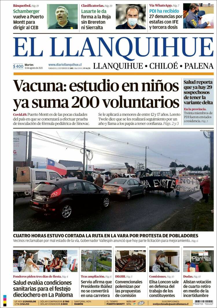 Portada de El Llanquihue (Chile)