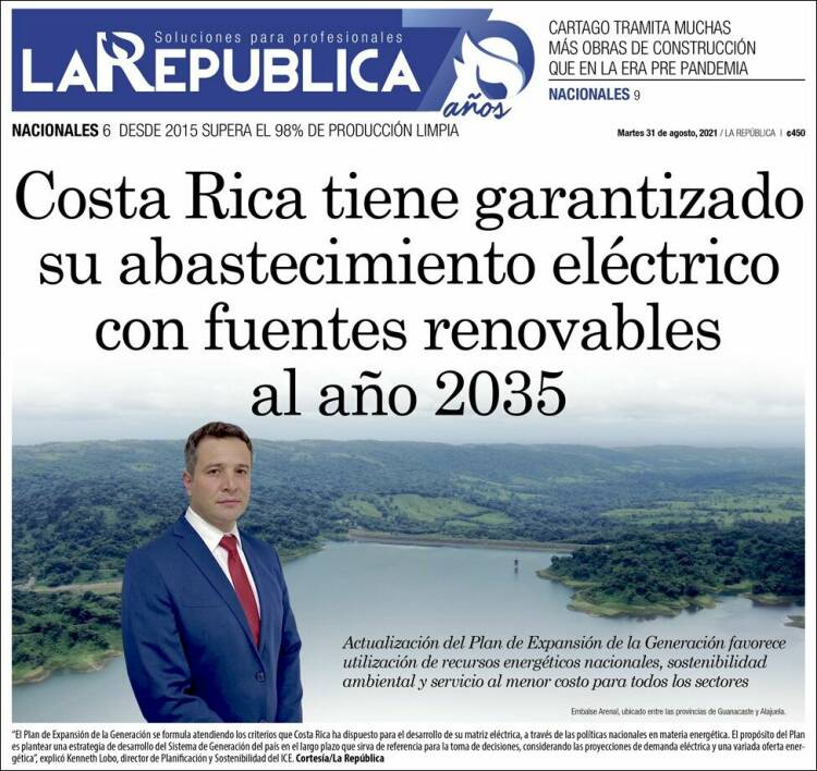 Portada de La República (Costa Rica)