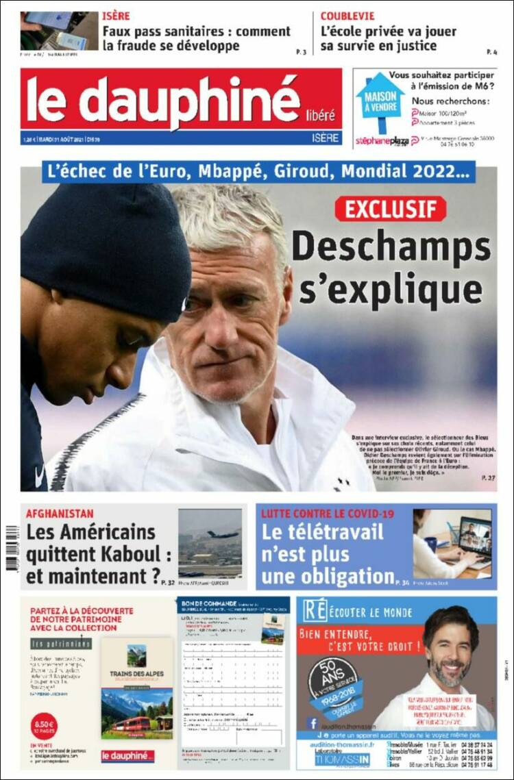 Portada de Le Dauphiné Libéré (Francia)
