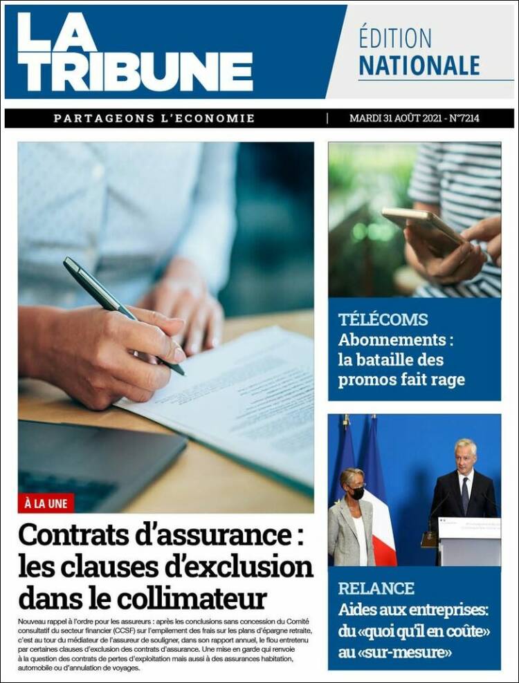 Portada de La Tribune (Francia)