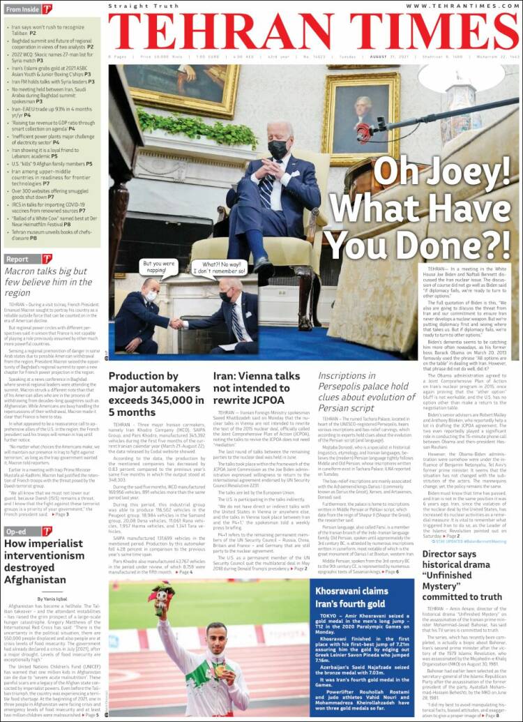 Portada de TehranTimes (Iran)