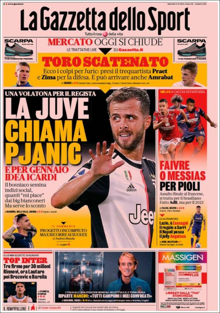 Portada de La Gazzetta dello Sport (Italia)