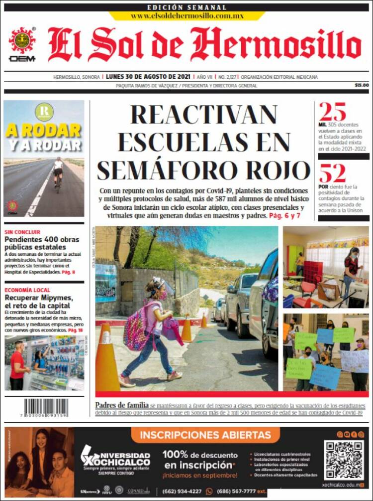 Portada de El Sol de Hermosillo (M&eacute;xico)