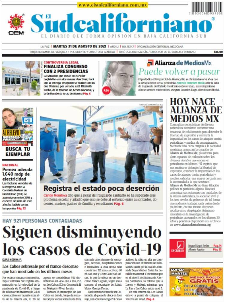 Portada de El Sudcaliforniano (M&eacute;xico)