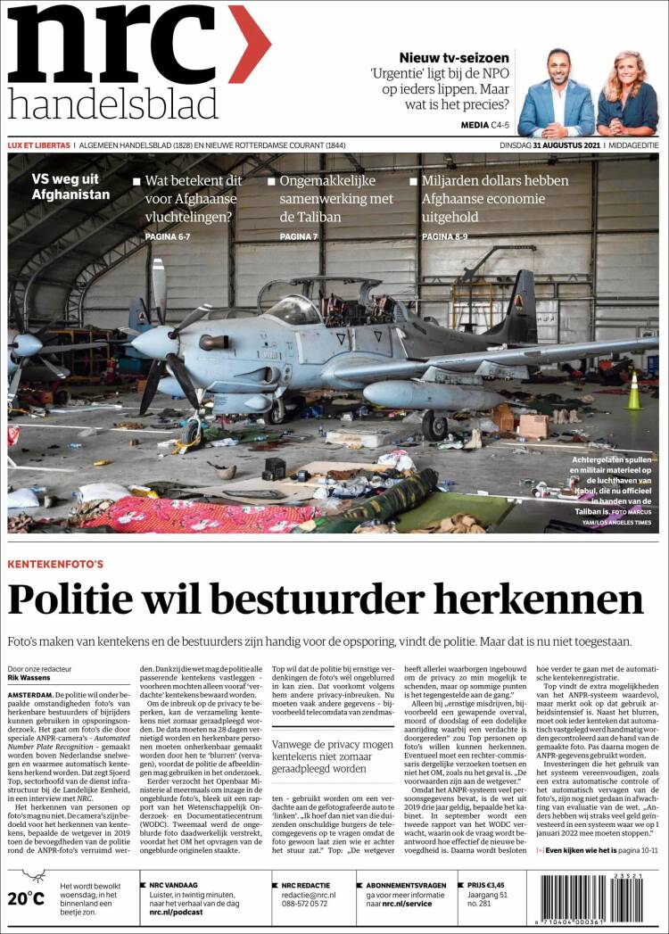 Portada de NRC Handelsblad (Pa&iacute;ses Bajos)