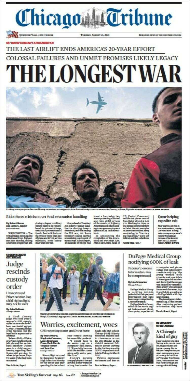 Portada de Chicago Tribune (États-Unis)