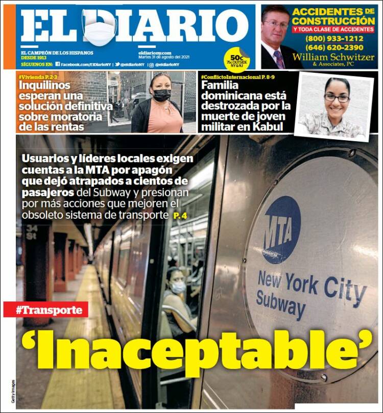 Portada de El Diario NY (USA)