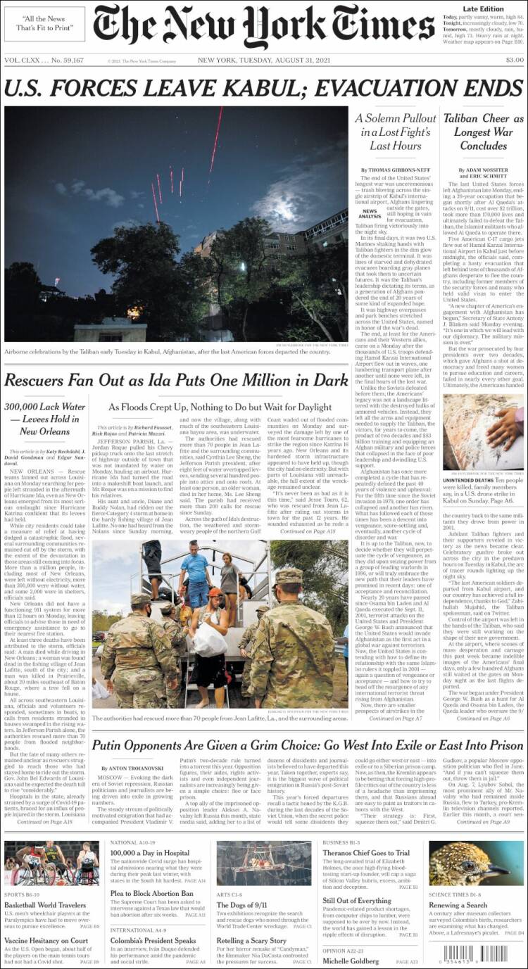 Portada de New York Times (États-Unis)