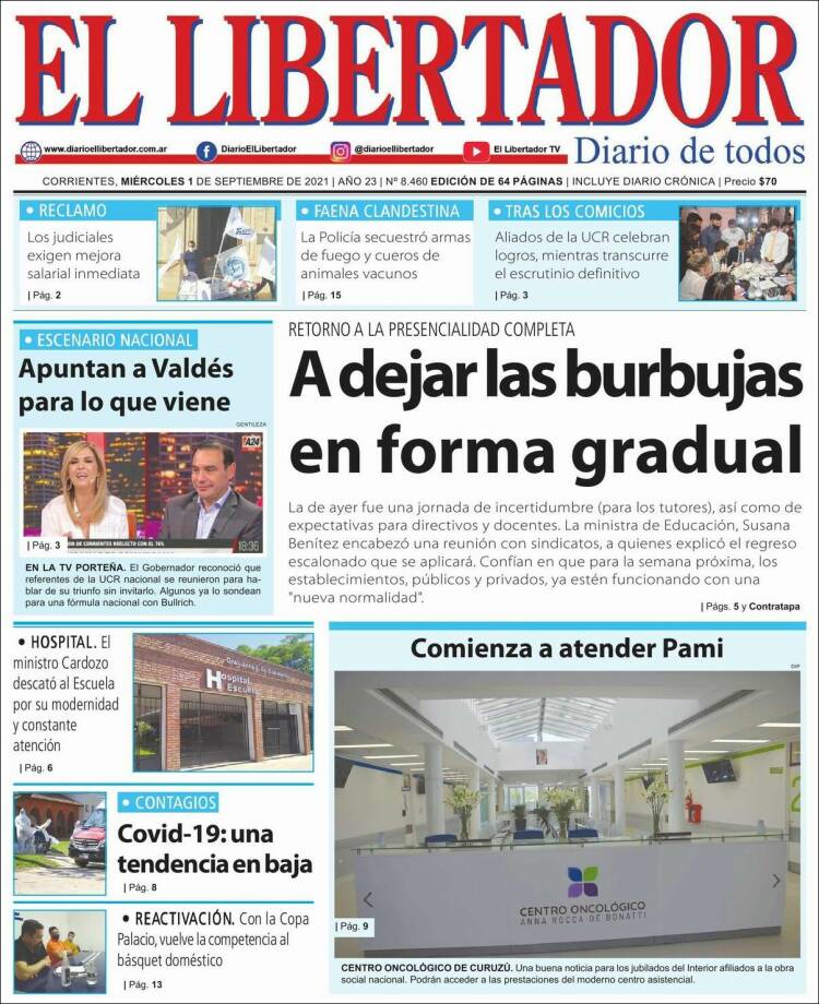 Portada de Diario El Libertador (Argentina)
