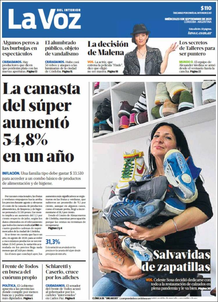 Portada de La Voz del Interior (Argentina)