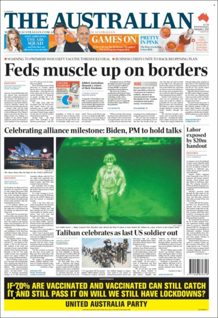 Portada de The Australian (Australia)