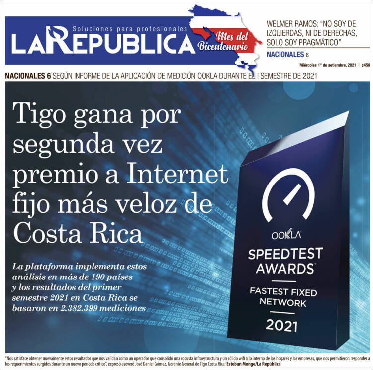 Portada de La República (Costa Rica)