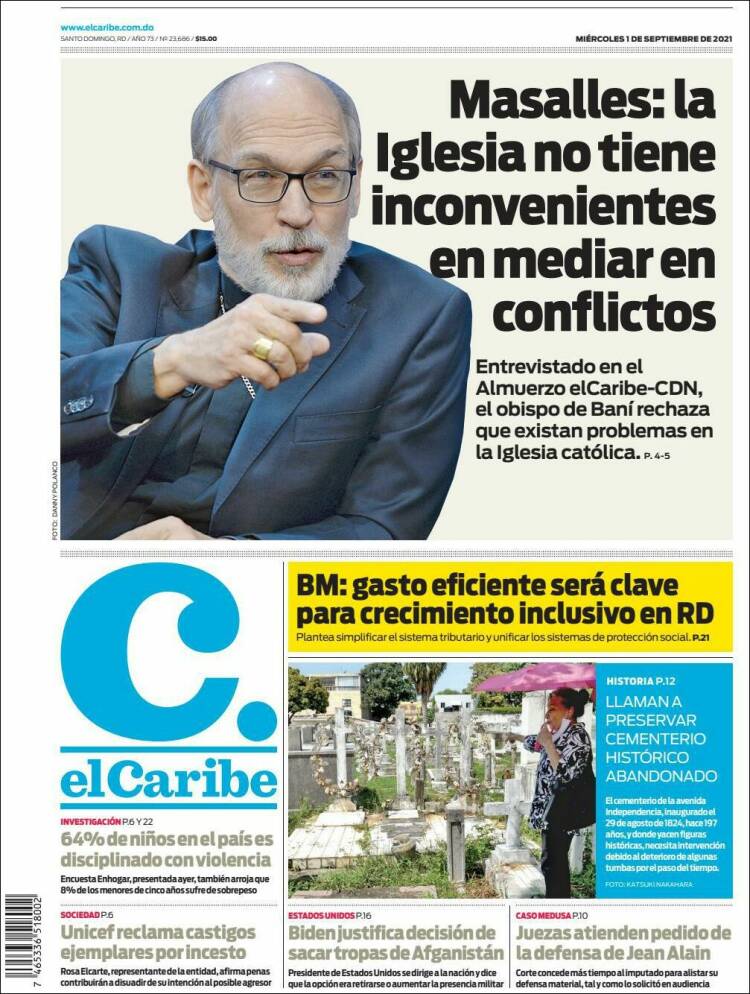 Portada de El Caribe (R. Dominicana)