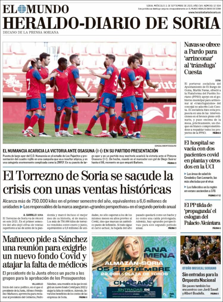 Portada de Heraldo de Soria (Espa&ntilde;a)