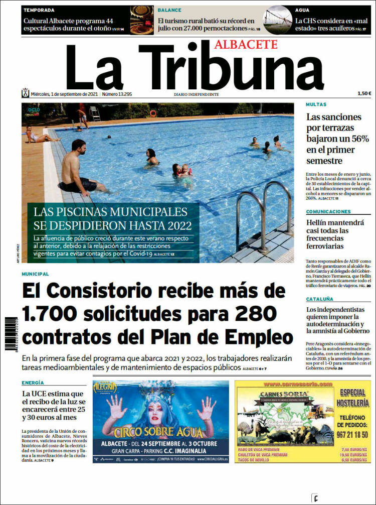 Portada de La Tribuna de Albacete (Espa&ntilde;a)