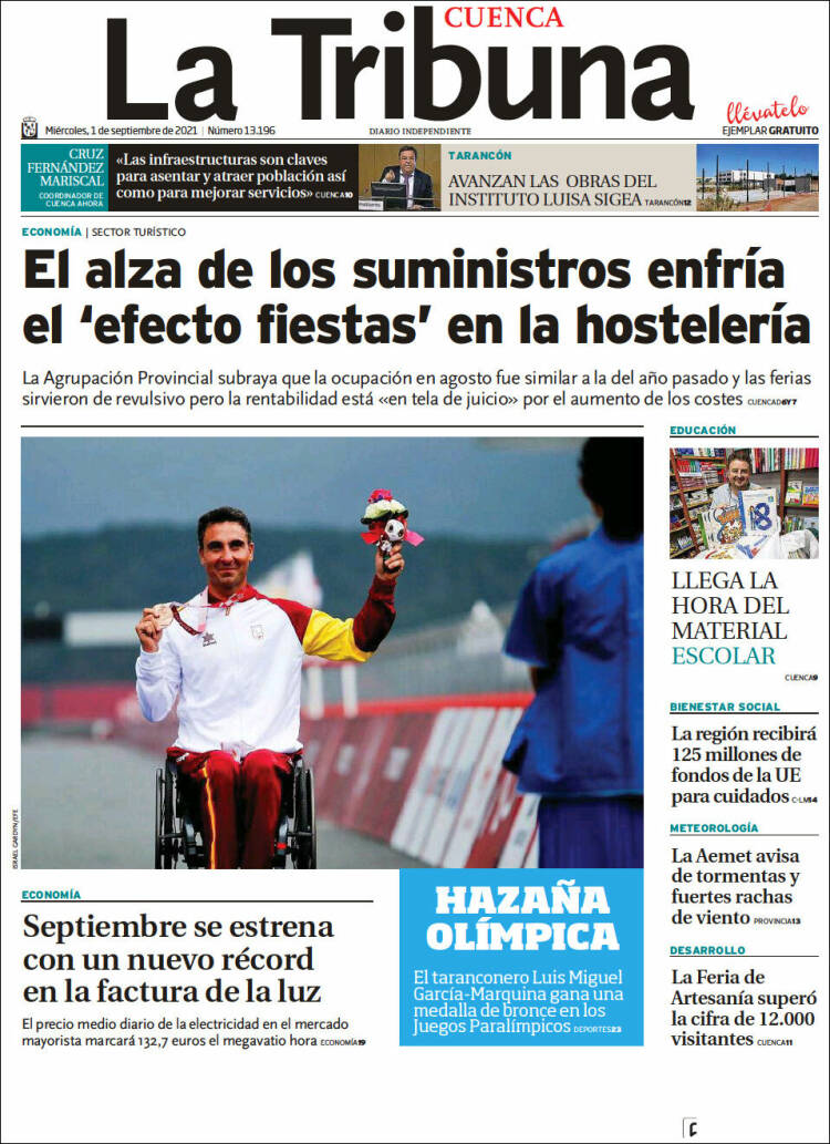 Portada de La Tribuna de Cuenca (Espa&ntilde;a)
