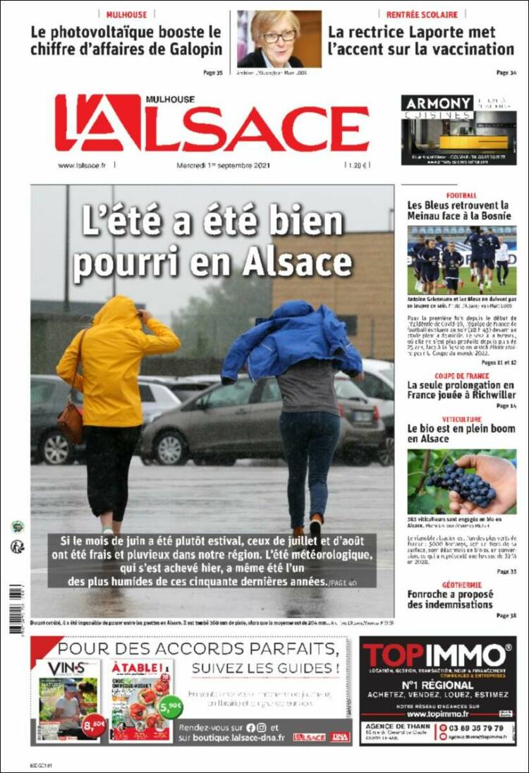 Portada de Journal L'Alsace (Francia)