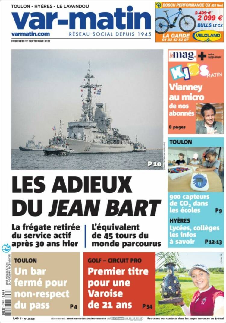 Portada de Nice-Matin (Francia)