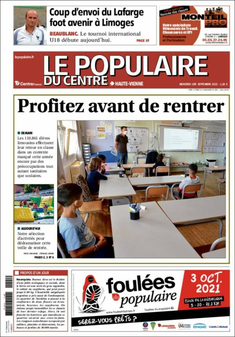 Portada de Le Populaire du Centre (Francia)