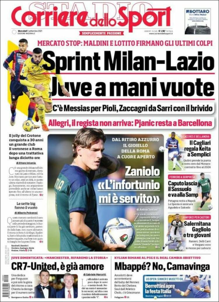 Portada de Corriere dello Sport (Italia)