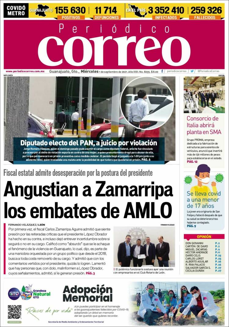 Portada de Correo - El diario del Estado de Guanajuato (M&eacute;xico)