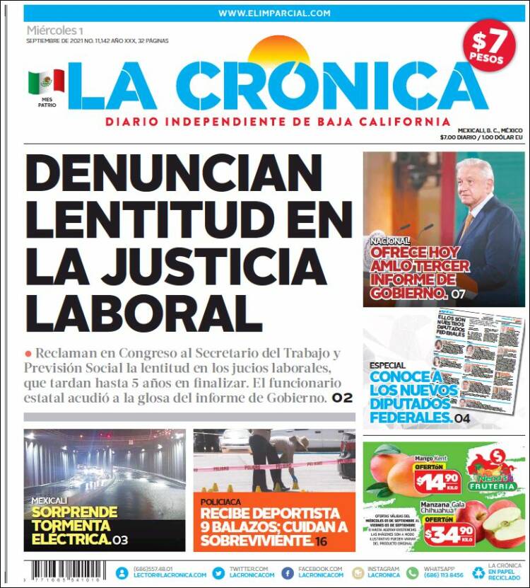 Portada de La Crónica de Baja California (M&eacute;xico)