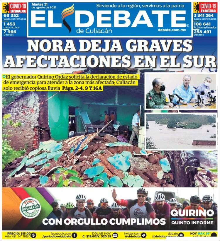 Portada de El Debate de Culiacán (M&eacute;xico)