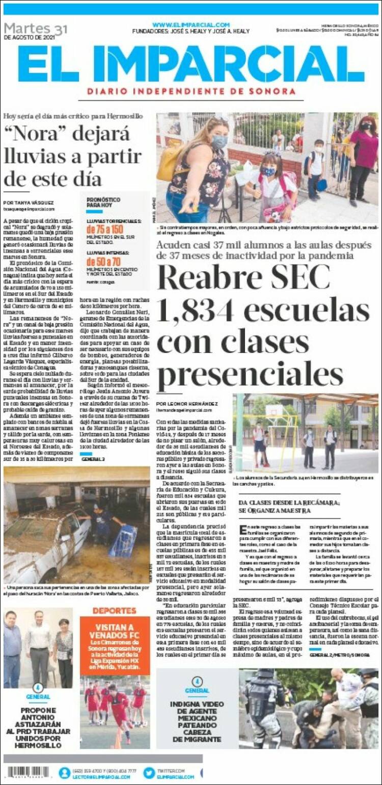 Portada de El Imparcial (M&eacute;xico)