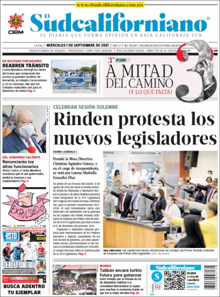 Portada de El Sudcaliforniano (M&eacute;xico)