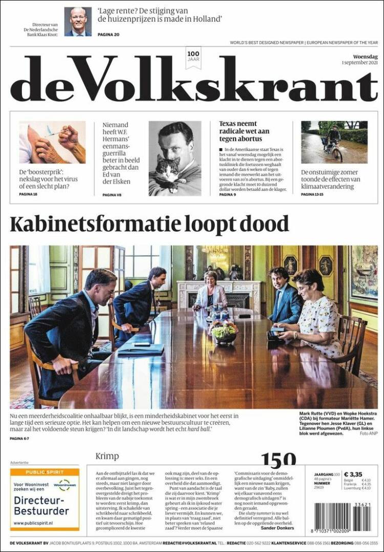Portada de De Volkskrant (Pa&iacute;ses Bajos)