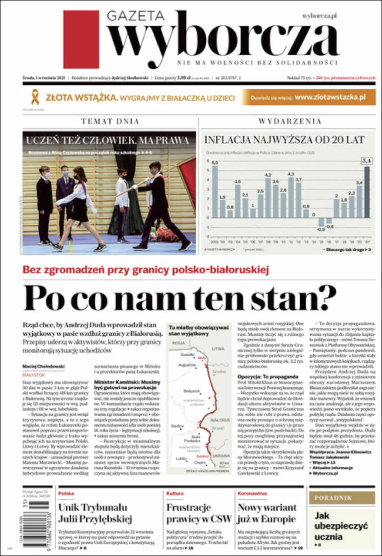 Portada de Gazeta Wyborcza (Polonia)