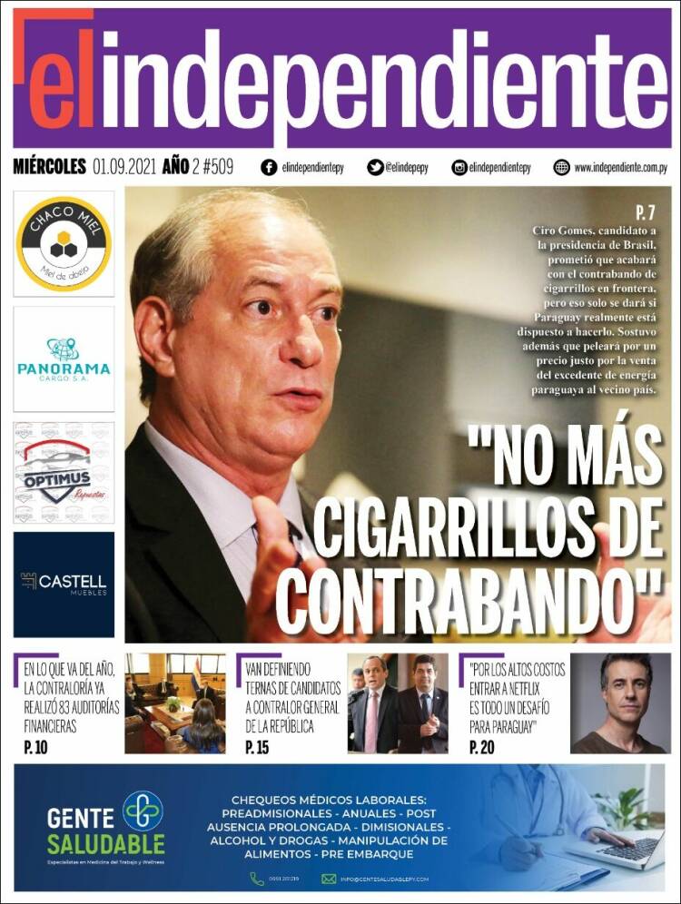 Portada de El Independiente (Paraguay)
