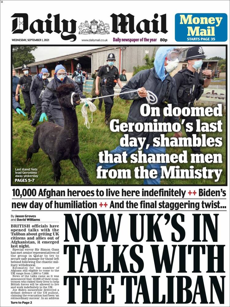 Portada de Daily Mail (Reino Unido)