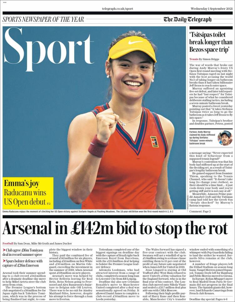 Portada de Daily Telegraph (Reino Unido)