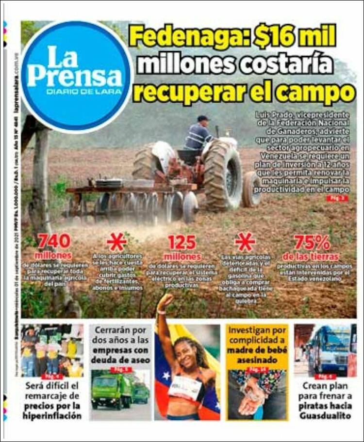 Portada de La Prensa de Lara (Venezuela)