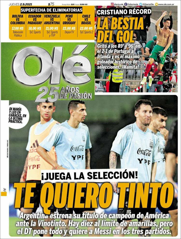 Portada de Olé (Argentina)