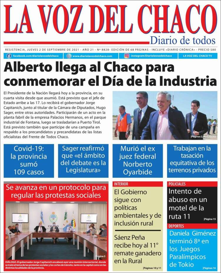 Portada de La Voz del Chaco (Argentina)