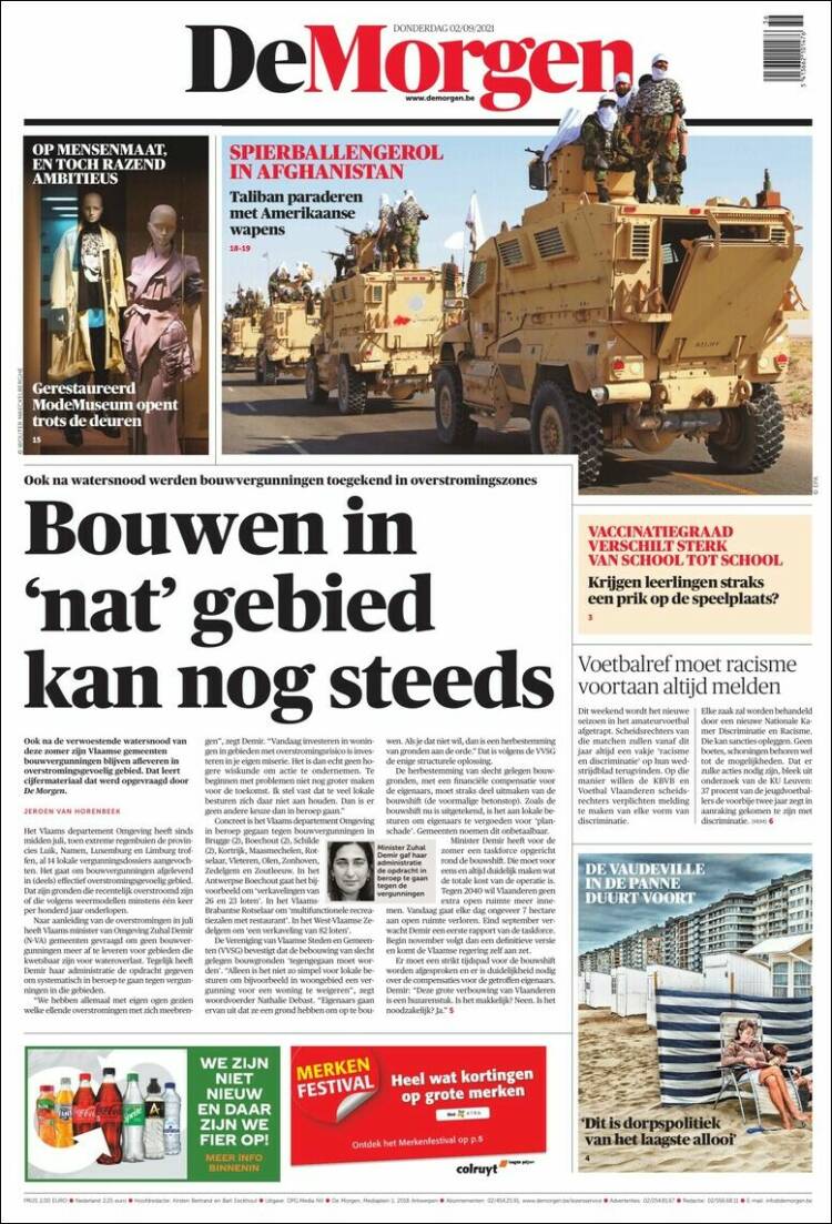 Portada de De Morgen (B&eacute;lgica)