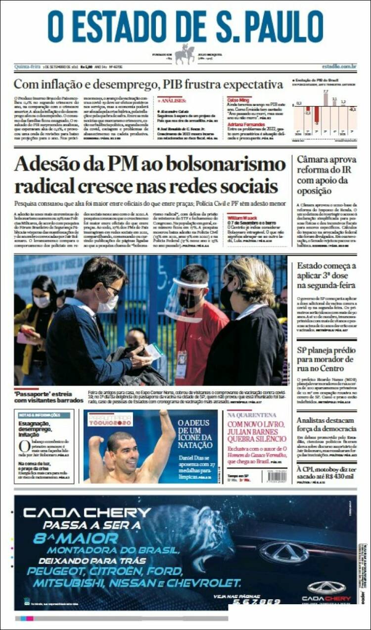 Portada de O Estado de São Paulo (Brasil)