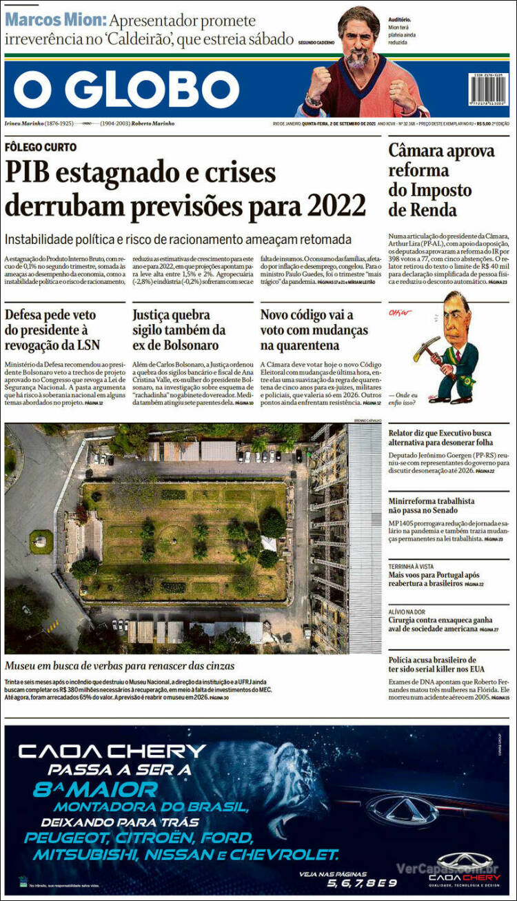 Portada de O Globo (Brasil)