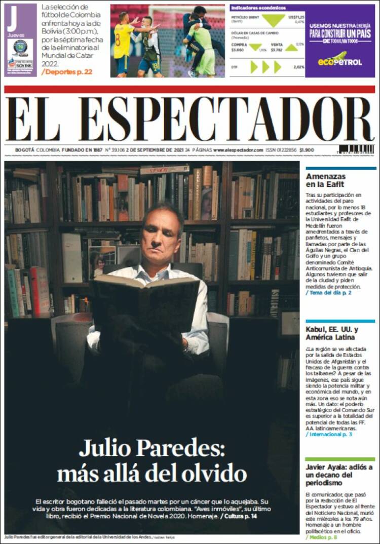 Portada de El Espectador (Colombia)